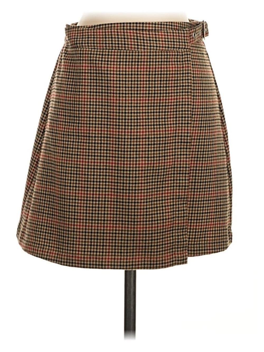 John Galt Brown Multi Houndstooth A-Line Mini Skirt